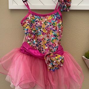 Pink and sparkly tutu for a recital, Halloween, or dress up.